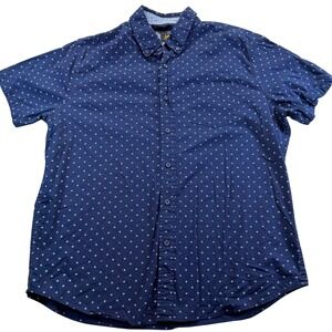 Lee Button Down Men's L Blue Select Regular Fit Short Sleeve Diamond Shirt